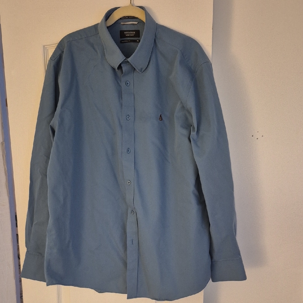 NORDSTROM Blue Casual Button Down Shirt Sz.XL